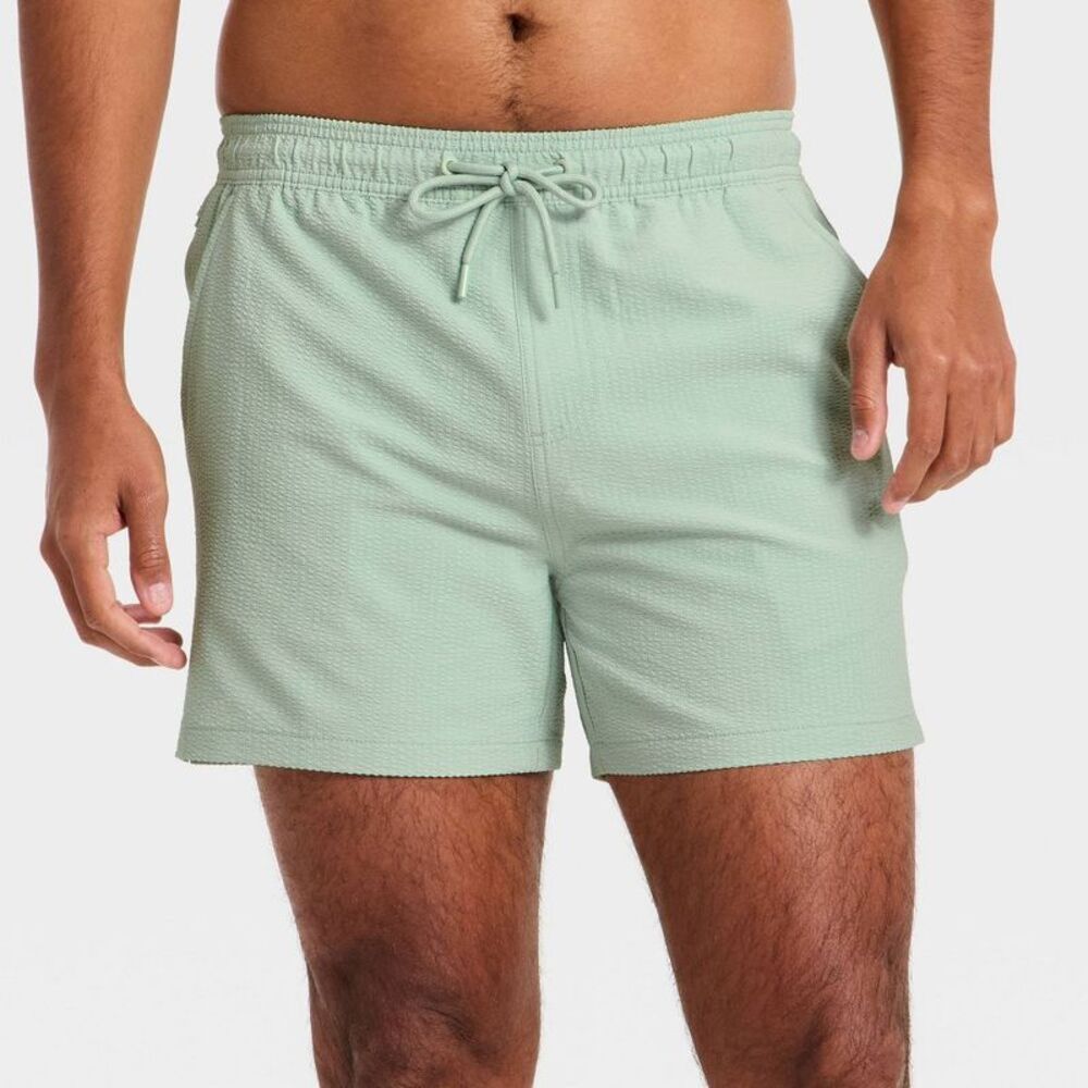 Men's 5'' Swim Trunks with Boxer Brief Liner - Goodfellow & Co Light Green M